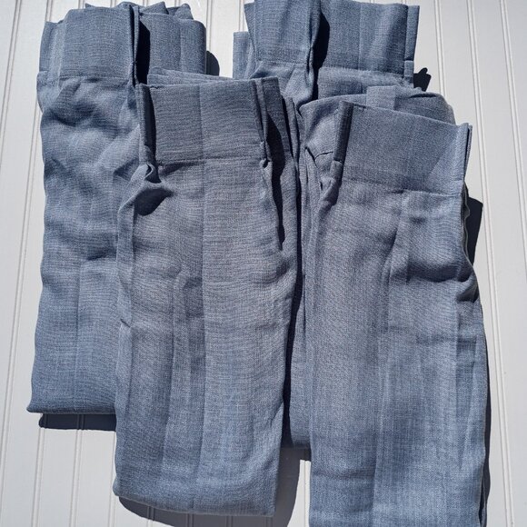 WEST LAKE Faux Linen Curtain Panels 41 x 91 Dusty Blue Pinch Pleat SET OF 4 - Picture 4 of 16